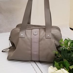 Lululemon Gray Leather carry on tote